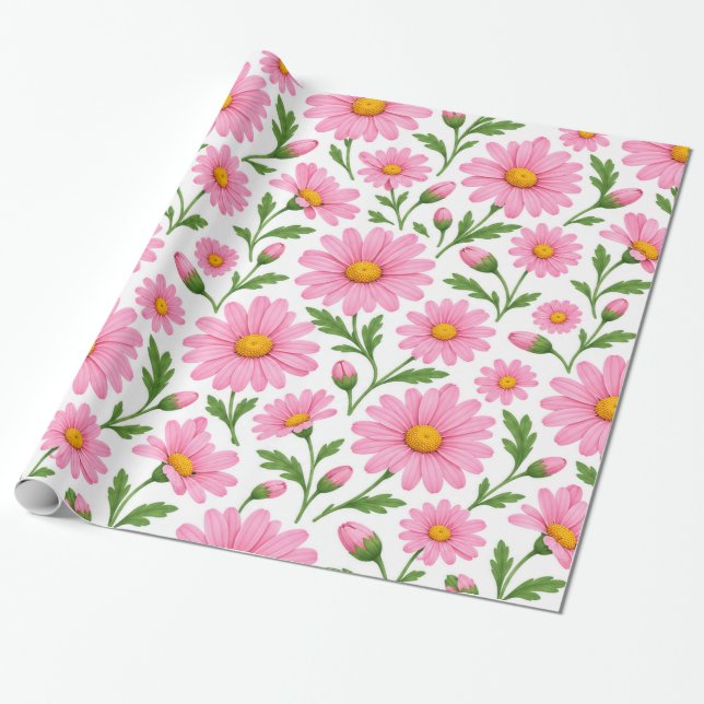 Papel de embrulho com padrão botânico floral de ma (Desenrolado)