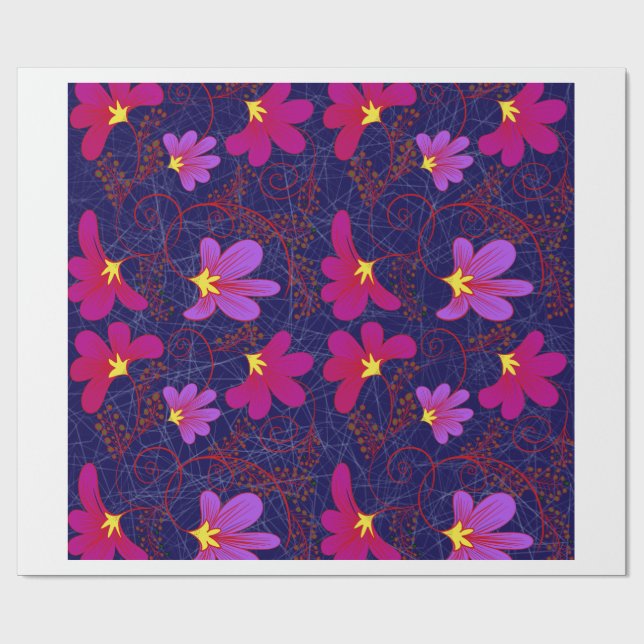 Papel de embrulho com padrão botânico floral vinta (Aberto)