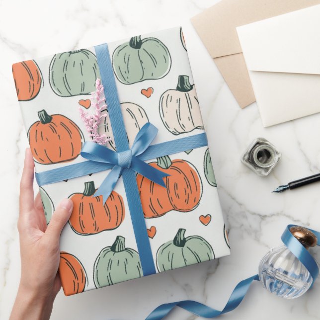 Papel de embrulho com padrão de abóbora caprichoso (Presentear)