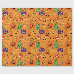 Papel de embrulho com padrão de abóbora de Hallowe