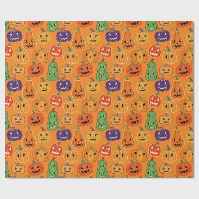 Papel de embrulho com padrão de abóbora de Hallowe (Aberto)
