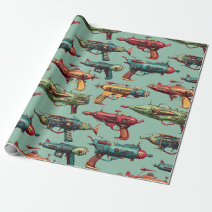 Papel de embrulho com padrão de arma de raio Retro