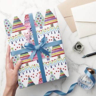Papel de embrulho com padrão de árvore de Natal co