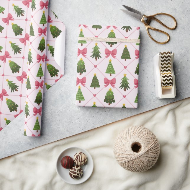 Papel de embrulho com padrão de árvore de Natal fo (Artesanato)