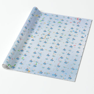 Papel de embrulho com padrão de baleia azul para f