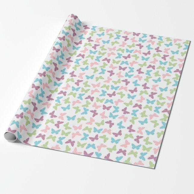 Papel de embrulho com padrão de borboleta fofa (Desenrolado)