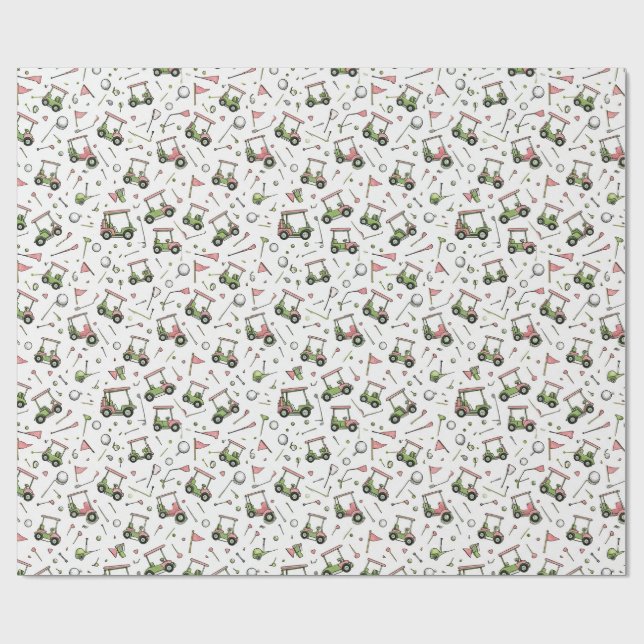 Papel de Embrulho com Padrão de Carrinho de Golfe  (Aberto)
