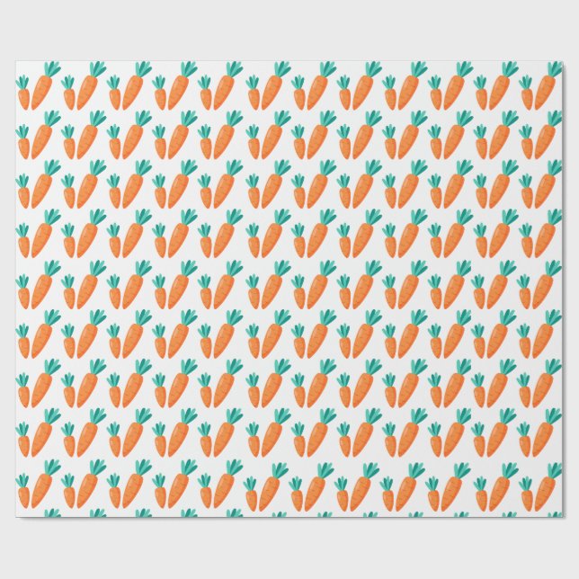 Papel de Embrulho com Padrão de Cenoura Fofa (Aberto)