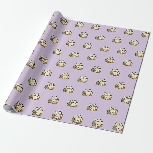 Papel de Embrulho com Padrão de Coelhinho Fofo (Desenrolado)