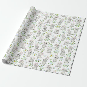 Papel de embrulho com padrão de coelhinhos fofos