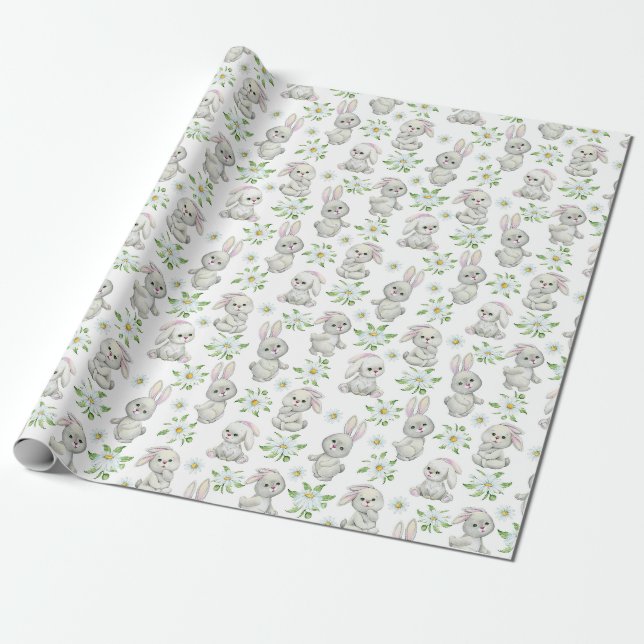Papel de embrulho com padrão de coelhinhos fofos (Desenrolado)