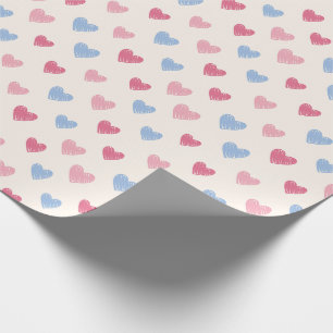 Papel de embrulho com padrão de coração desenhado 