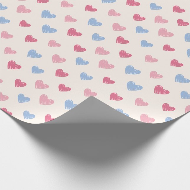Papel de embrulho com padrão de coração desenhado  (Ponta)