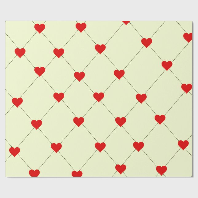 Papel de embrulho com padrão de corações vermelhos (Aberto)