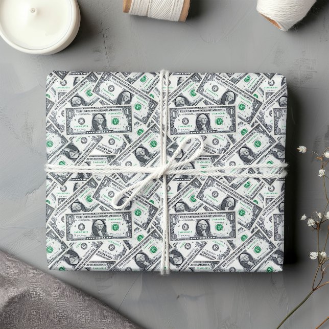 Papel de embrulho com padrão de dólar engraçado  (Modern funny gift for money lovers with dollar style)