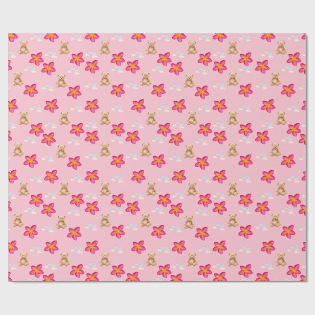 Papel de embrulho com padrão de estrela floral ros (Aberto)