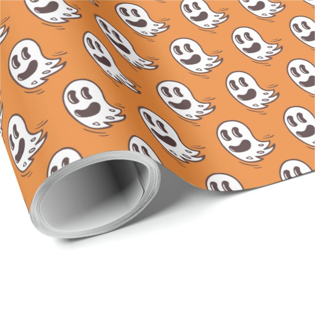 Papel de embrulho com padrão de fantasma engraçado (Ponta do rolo)