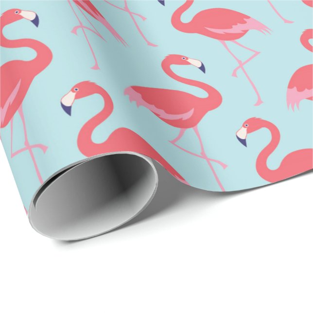 Papel de embrulho com padrão de flamingo de praia (Ponta do rolo)