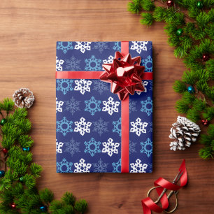 Papel de embrulho com padrão de floco de neve azul