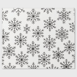 Papel de embrulho com padrão de floco de neve pret