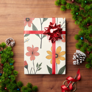Papel de embrulho com padrão de flores Presente