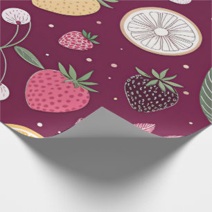 Papel de Embrulho com Padrão de Frutas – Rolo de 7