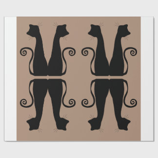 Papel de embrulho com padrão de gato preto minimal