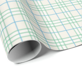 Papel de embrulho com padrão de grade verde e azul