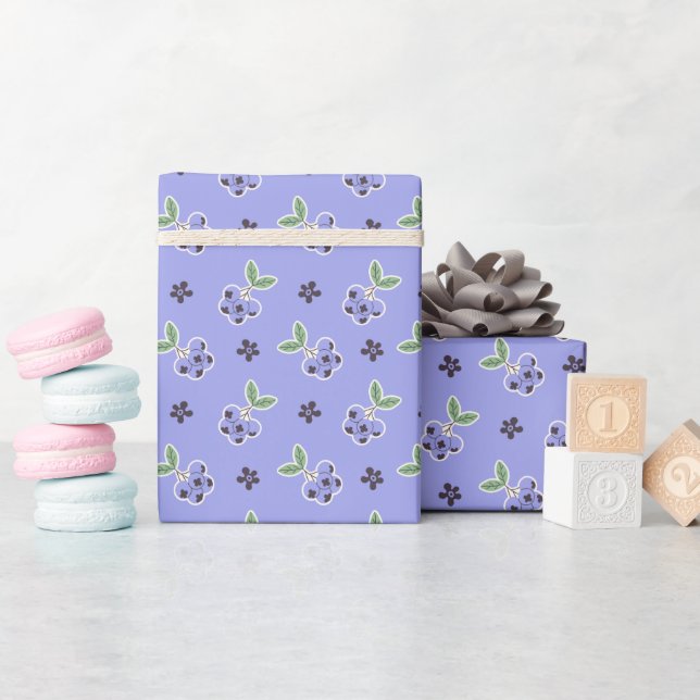 Papel de embrulho com padrão de mirtilo doce em ro (Chá de bebê)