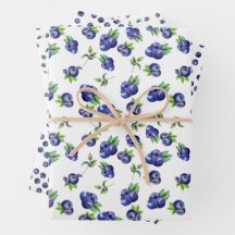 Papel de embrulho com padrão de mirtilo em aquarel