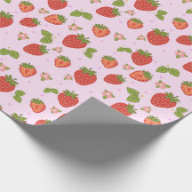 Papel de embrulho com padrão de morango vermelho e