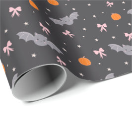 Papel de embrulho com padrão de morcego preto fofo