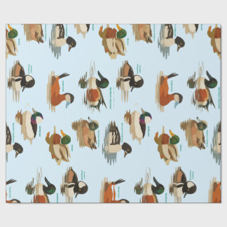 Papel de embrulho com padrão de patos em fundo azu