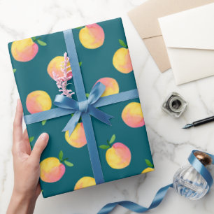 Papel de embrulho com padrão de pêssego doce de ve