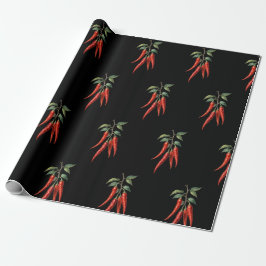 Papel de Embrulho com Padrão de Pimenta Vermelha P
