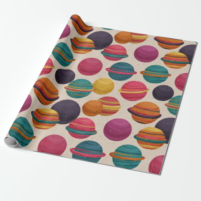 Papel de embrulho com padrão de planeta de doces r (Desenrolado)
