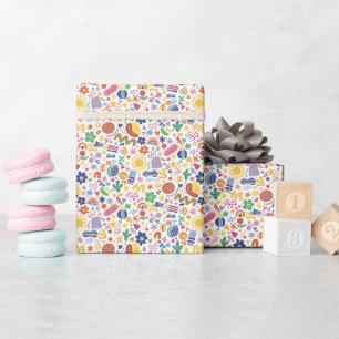Papel de embrulho com padrão de rabiscos retrô fun