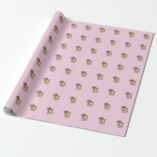 Papel de embrulho com padrão de raposa e balão de