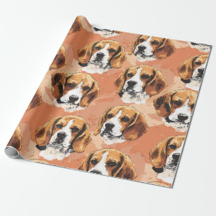 Papel de embrulho com padrão de retrato de Beagle
