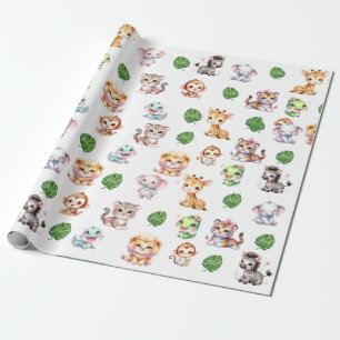 Papel de embrulho com padrão de safári na selva