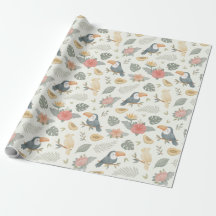 Papel de embrulho com padrão de tucano tropical e