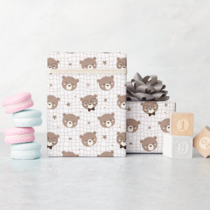 Papel de embrulho com padrão de urso de desenho an