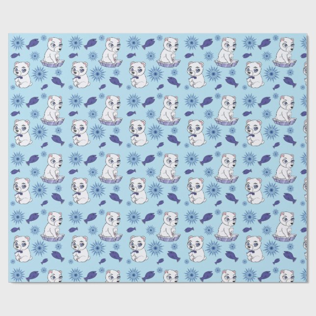 Papel de embrulho com padrão de Ursos Polares Bebê (Aberto)