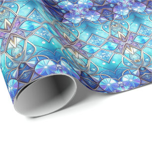 Papel de embrulho com padrão de vitral ornamentado