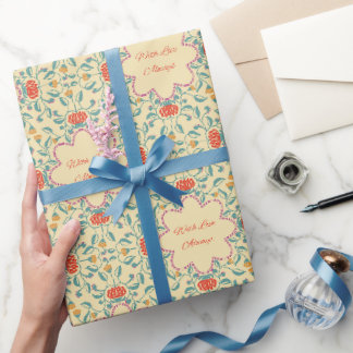Papel de embrulho com padrão floral Com amor sempr