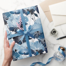 Papel de embrulho com padrão floral de Áster Azul