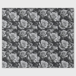 Papel de embrulho com padrão floral de rosa preta 