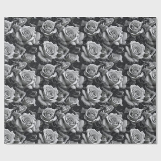 Papel de embrulho com padrão floral de rosa preta