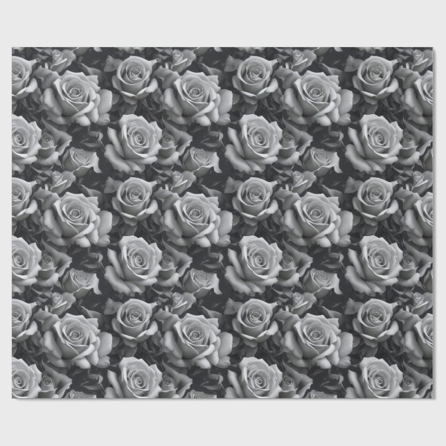 Papel de embrulho com padrão floral de rosa preta  (Aberto)