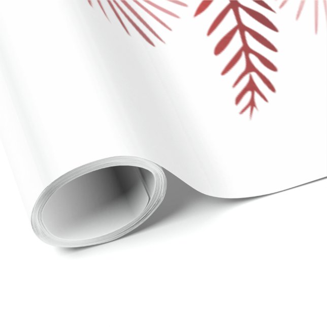 Papel de embrulho com padrão floral vermelho e bra (Ponta do rolo)